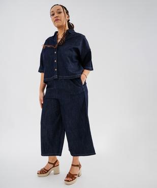 Pantacourt en jean brut coupe large femme grande taille vue4 - GEMO (G TAILLE) - GEMO