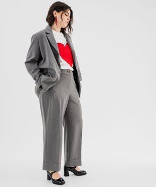 Pantalon de tailleur large chiné à revers femme grande taille vue4 - GEMO (G TAILLE) - GEMO