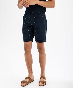 Bermuda coupe chino en toile de coton stretch imprimée homme vue1 - GEMO 4G HOMME - GEMO