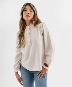 Blouse manches longues en flanelle de coton femme  vue4 - GEMO(FEMME PAP) - GEMO