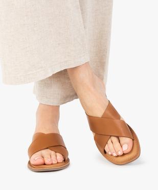 Mules femme à talon plat et larges brides croisées  vue1 - TANEO - GEMO