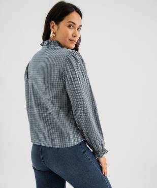 Chemise col V volanté et manches blousantes à carreaux femme vue3 - GEMO(FEMME PAP) - GEMO