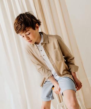 Chemise manches longues en coton lin mélangés garçon vue4 - GEMO (JUNIOR) - GEMO