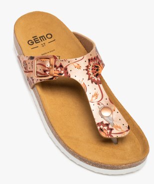 Sandales femme plates à bride entre-doigts métallisée vue5 - GEMO (CASUAL) - GEMO
