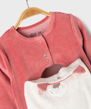 Pyjama en velours ouvert devant motif biche bébé fille vue2 - GEMO 4G BEBE - GEMO