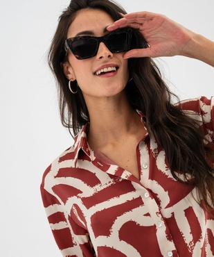 Chemise manches longues en satin imprimé femme vue3 - GEMO(FEMME PAP) - GEMO