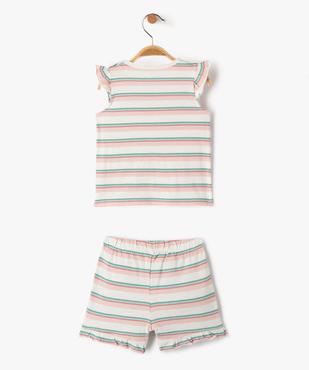 Pyjashort bébé fille rayé vue3 - GEMO(BB COUCHE) - GEMO
