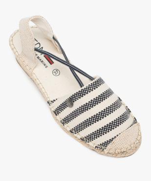 Sandales femme en toile à talon compensé – Terre de Marins Dessus rayé marin vue5 - TERRE DE MARINS - GEMO