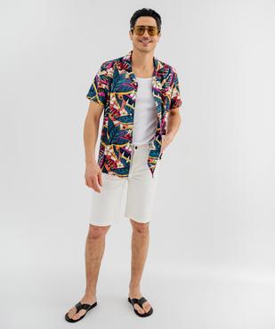 Chemise manches courtes et col cubain en viscose majoritaire homme vue4 - GEMO 4G HOMME - GEMO