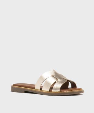Mules femme plates dessus larges brides unies vue3 - FOLLOW ME - GEMO