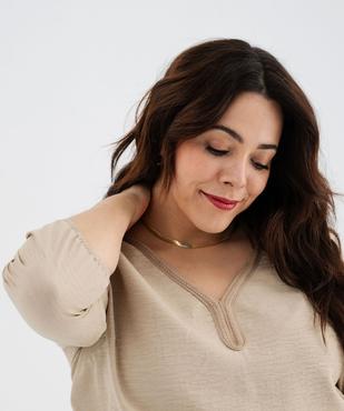Blouse manches 3/4 en maille fluide et col V femme grande taille vue3 - GEMO (G TAILLE) - GEMO