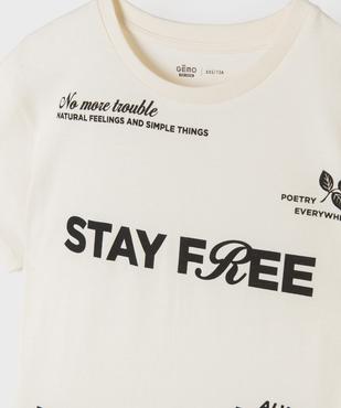 Tee-shirt manches courtes coupe ample imprimé fille vue2 - GEMO 4G FILLE - GEMO