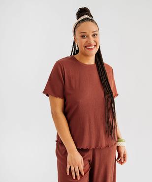 Tee-shirt marches courtes avec finitions froncées femme grande taille vue1 - GEMO 4G GT - GEMO