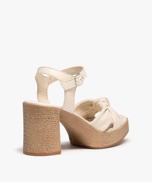 Sandales femme unies à talon et dessus cuir drapé – Tanéo  vue4 - TANEO - GEMO