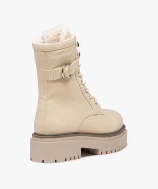 Boots fourrées femme dessus uni en suédine et à talon large  vue4 - GEMO (CASUAL) - GEMO