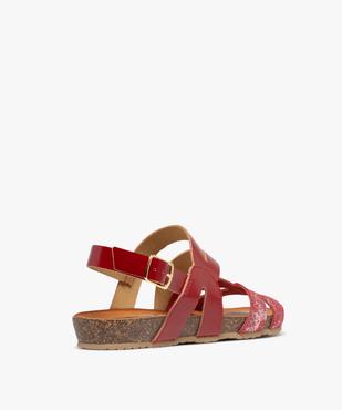 Sandales plates avec brides en cuir scintillantes et vernies femme vue5 - PIU NATURA - GEMO
