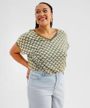 Tee-shirt imprimé à manches courtes à col V femme grande taille vue1 - GEMO 4G GT - GEMO