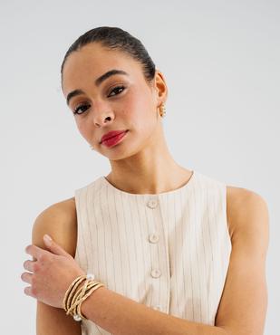 Veste sans manches en lin et viscose rayée femme vue2 - GEMO(FEMME PAP) - GEMO