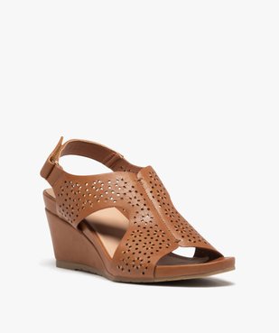 Sandales femme compensées dessus couvrant ajouré vue2 - GEMO(URBAIN) - GEMO
