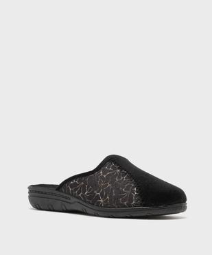 Chaussons mules à talon compensé en velours ras femme vue2 - G'FLEX GEMO FOR GOOD - GEMO