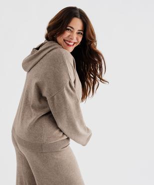 Pull à capuche coupe loose en fine maille femme vue3 - GEMO (G TAILLE) - GEMO
