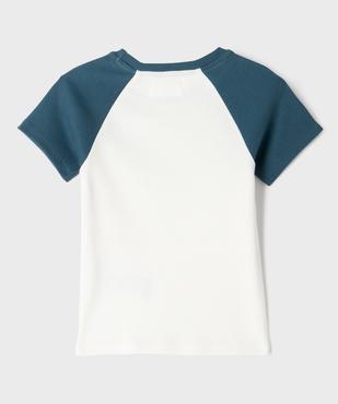 Tee-shirt bicolore en maille côtelée fille vue3 - GEMO 4G FILLE - GEMO