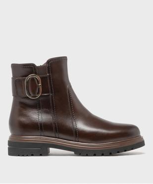 Boots plat dessus cuir avec semelle crantée femme - Tanéo vue1 - TANEO - GEMO