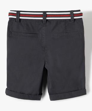 Bermuda en coton avec ceinture tricolore garçon vue4 - GEMO 4G GARCON - GEMO