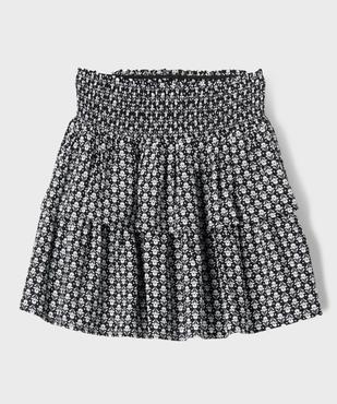 Jupe courte fleurie à volants et taille smockée fille vue1 - GEMO 4G FILLE - GEMO