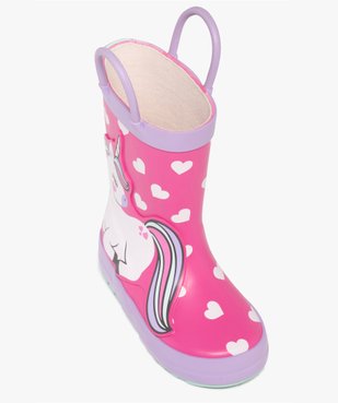 Bottes de pluie bébé fille licorne à petits coeurs et avec anses vue6 - LOVELY WINGS - GEMO