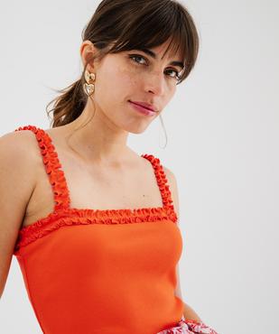 Débardeur en maille côtelée extensible à bretelles froncées femme vue3 - GEMO(FEMME PAP) - GEMO