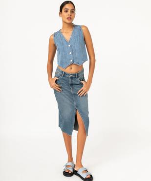 Jupe en jean longue fendue devant femme vue5 - GEMO 4G FEMME - GEMO