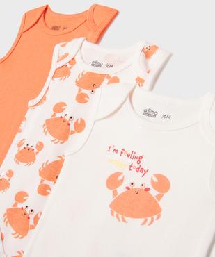 Body sans manches motif crabe bébé (lot de 3) vue2 - GEMO 4G BEBE - GEMO