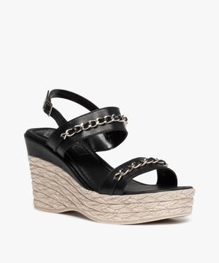 Sandales femme à talon dessus cuir et chaînes – Tanéo vue2 - TANEO - GEMO