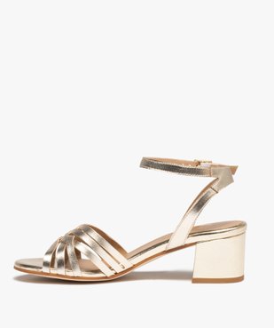 Sandales femme unies à talon carré et brides croisées en cuir - Taneo vue3 - TANEO - GEMO