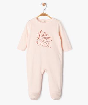 Pyjama en velours avec message sur le buste bébé vue1 - GEMO(BB COUCHE) - GEMO