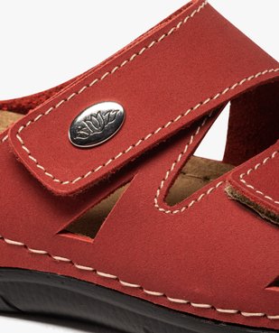 Mules femme confort unies dessus cuir à brides scratch  vue6 - G'FLEX - GEMO