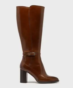 Bottes à talon en cuir look cavalières femme - Tanéo vue1 - TANEO - GEMO