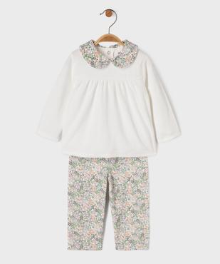 Pyjama en velours 2 pièces à col claudine bébé  vue1 - GEMO 4G BEBE - GEMO