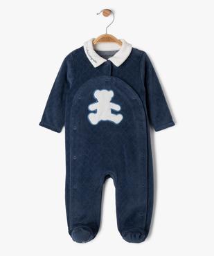 Pyjama en velours à col chemise bébé - LuluCastagnette vue1 - LULU CASTAGNETTE GEMO FOR GOOD - GEMO