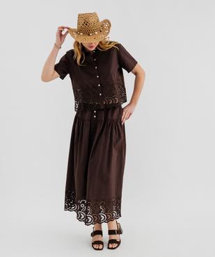 Chemise manches courtes en coton ajouré femme vue4 - GEMO(FEMME PAP) - GEMO