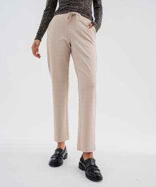 Pantalon droit en maille extensible à chevrons femme  vue1 - GEMO(FEMME PAP) - GEMO