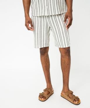 Bermuda en coton tissé à rayures homme vue1 - GEMO (HOMME) - GEMO