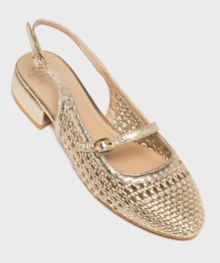 Escarpins slingback à talon plat et tige ajourée femme vue5 - FOLLOW ME - GEMO