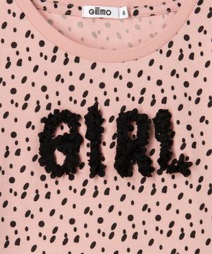 Tee-shirt fille à pois et motif en relief vue2 - GEMO (ENFANT) - GEMO