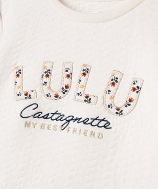 Sweat matelassé fille avec broderie - LuluCastagnette vue3 - LULUCASTAGNETTE - GEMO