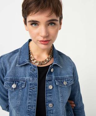Veste en jean femme coupe droite vue6 - GEMO 4G FEMME - GEMO
