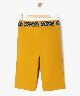 Pantalon large en twill de coton avec ceinture à nouer bébé fille vue3 - GEMO(BEBE DEBT) - GEMO