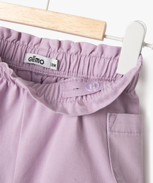Short en toile avec taille élastique bébé fille vue2 - GEMO 4G BEBE - GEMO