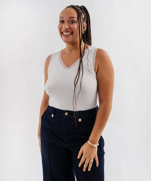 Débardeur fluide à col V dentelle femme grande taille vue1 - GEMO 4G GT - GEMO